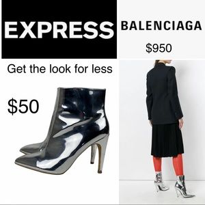 EXPRESS Metallic Silver Mirrored Ankle Boots